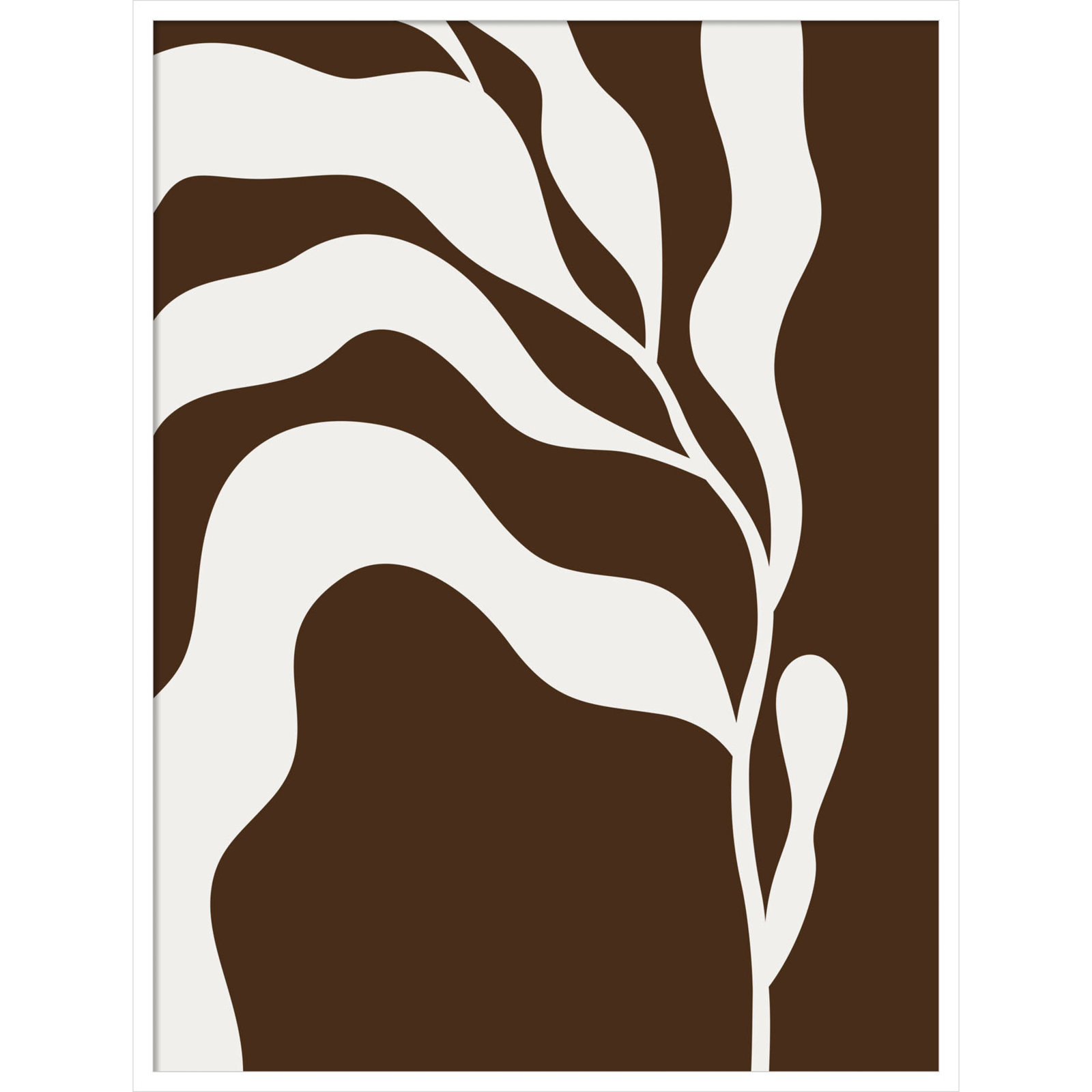 Retro Matisse Inspired Abstract Botanical 2 Brown, White, 41" H x 31" W x 1" D