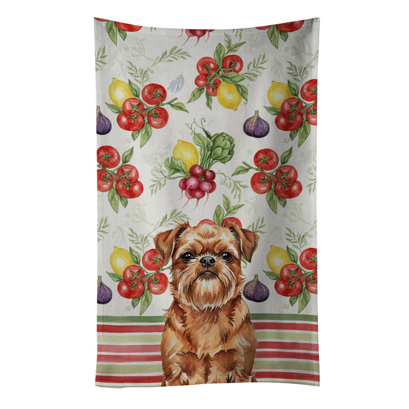 Red Brussels Griffon Vegetables Kitchen Towel, Red Brussels Griffon