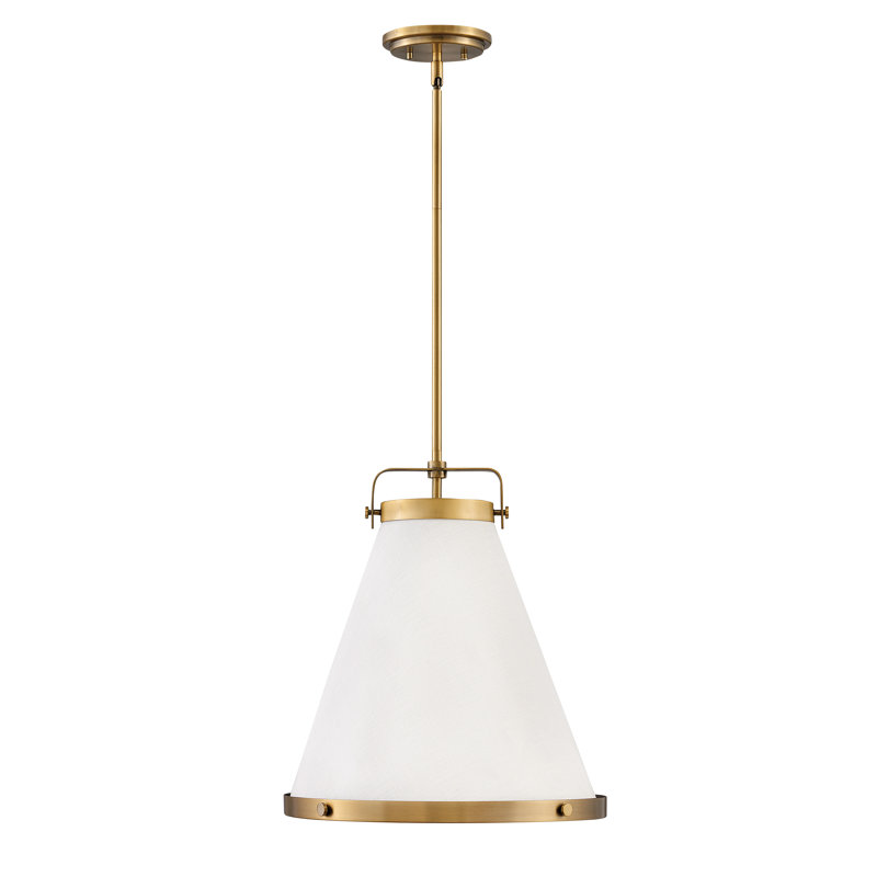 Luminaire suspendu conique à 1 lumière Coco, Laiton laqué, H 17,75 po x l 16 po x P 16 po