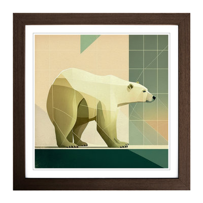 Polar Bear Mid-Century No.1 - Single Picture Frame Print on Wood