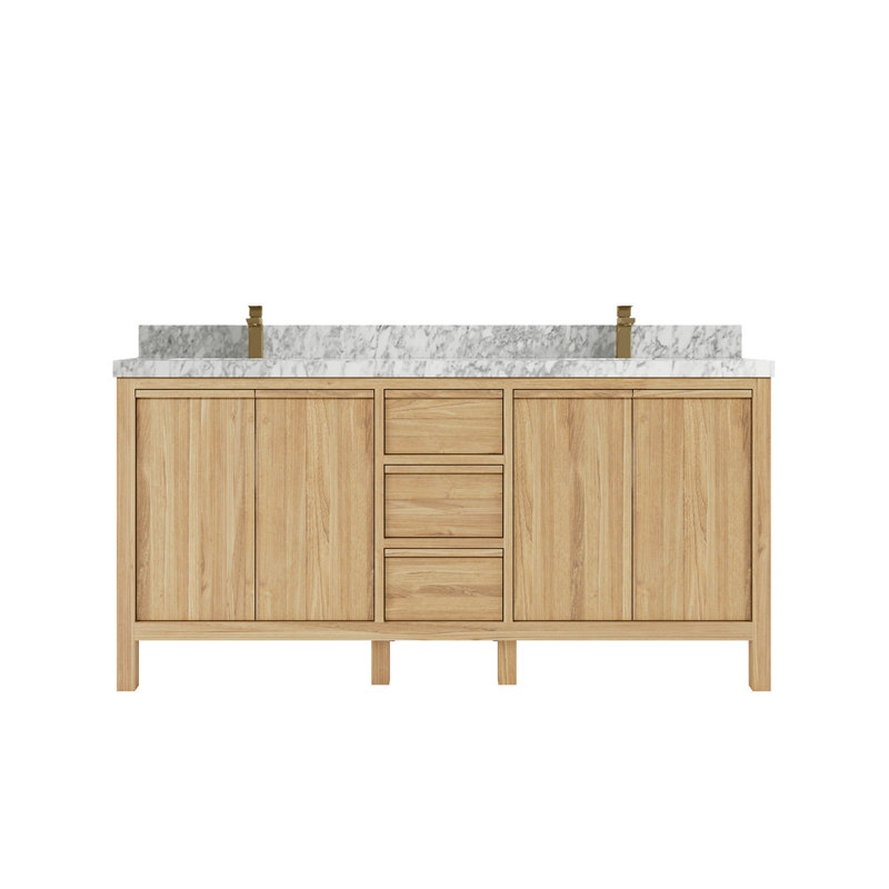 72'' Double Bathroom Vanity with Marble Top