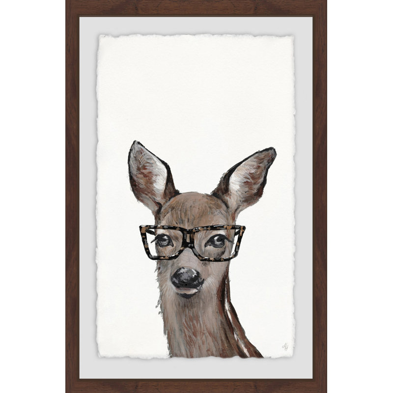 Brown Hippie Deer - Single Picture Frame Painting, 46cm H x 30cm W