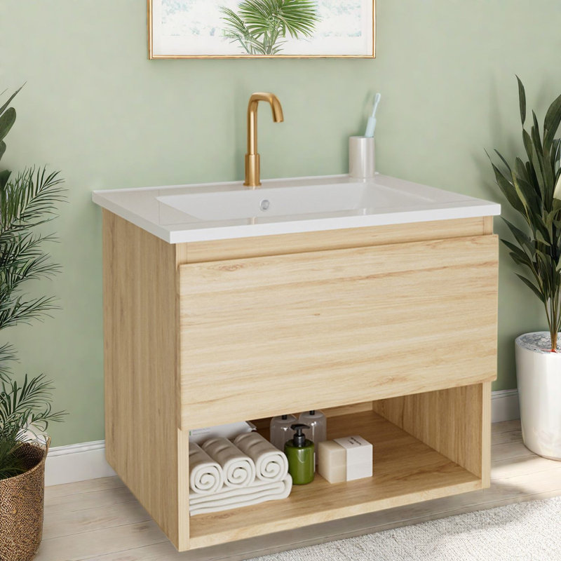 Meuble-lavabo moderne en chêne 24 po