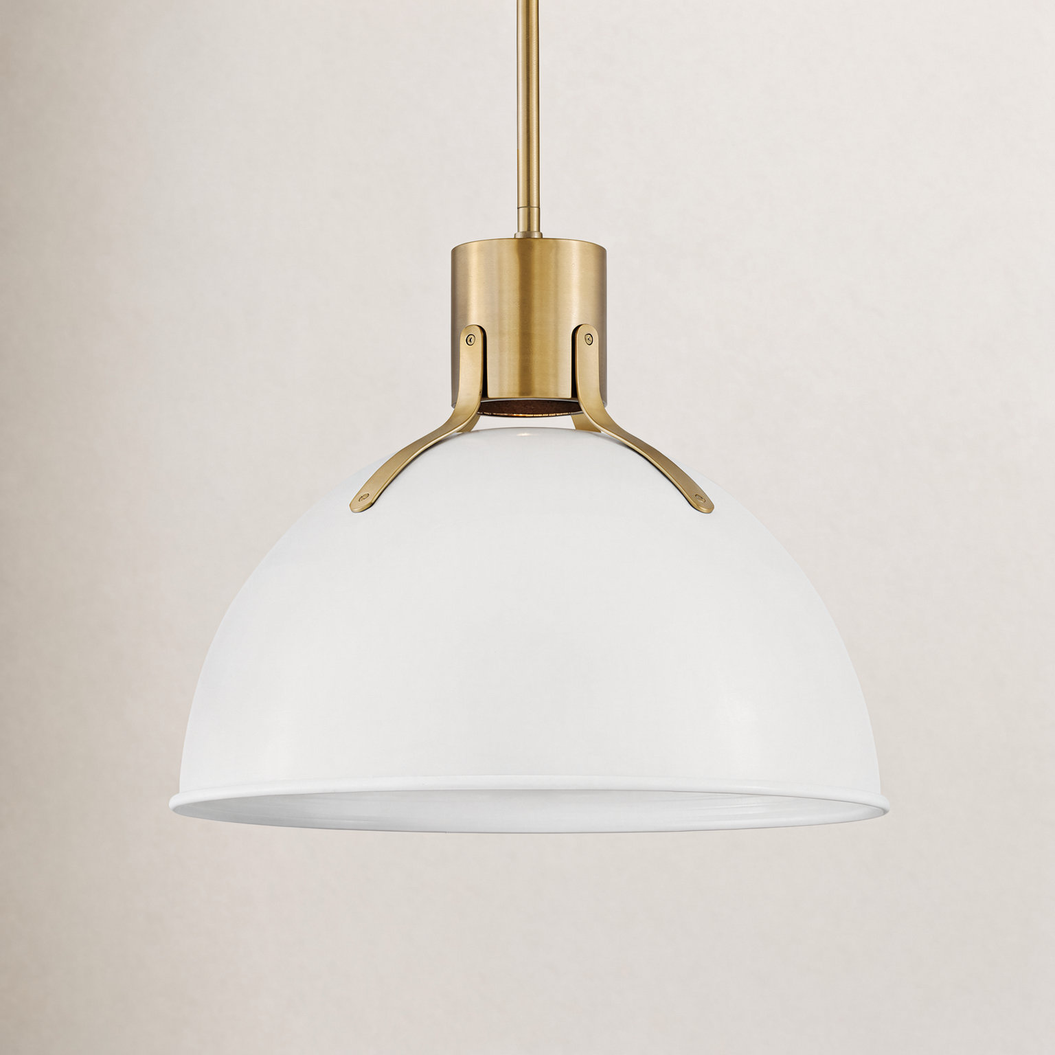 Clendon 1 - Light Single Dome Pendant, Polished White, 17" H x 20" W x 20" D, Polished White