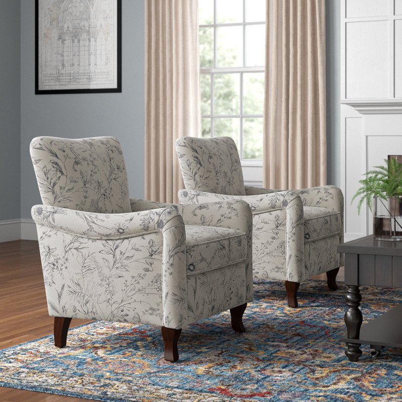 Alikah 30.5" W Solid and Manufactured Wood Armchair Pair, White Polyester Blend