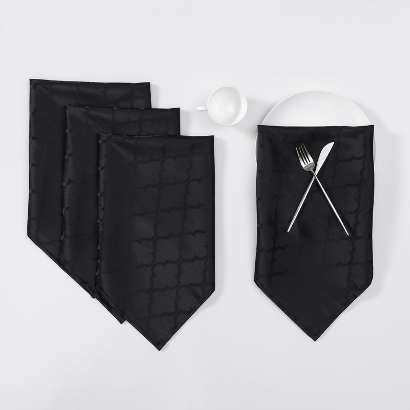 Sarok Rectangle Geometric Jacquard Tablecloth, Black