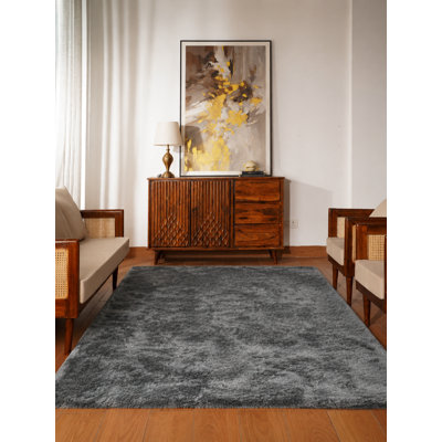 Tapis à poil long en polyester touffeté à la main Aimantas