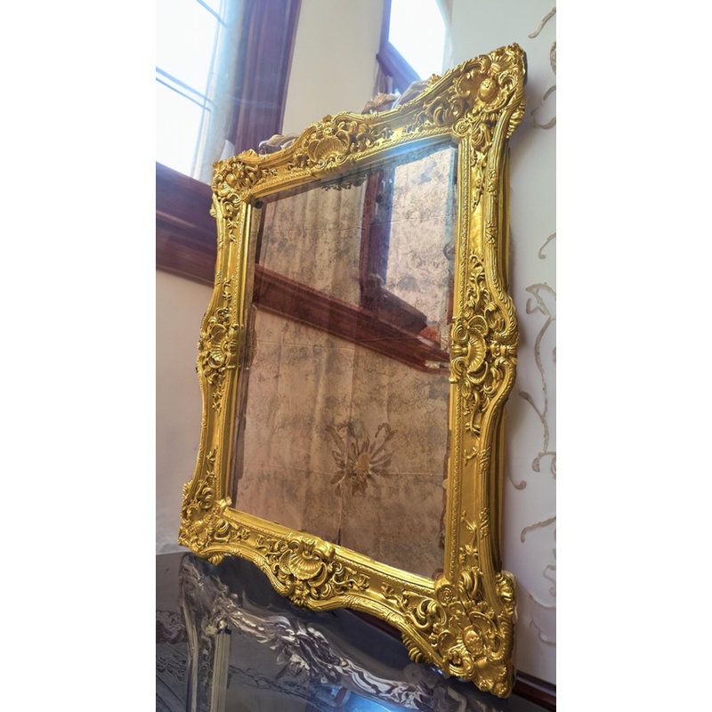 Solid Wood Rectangle Mirror, Gold