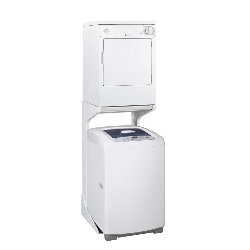 White Portable Front Loading Electric Dryer with Drying Rack