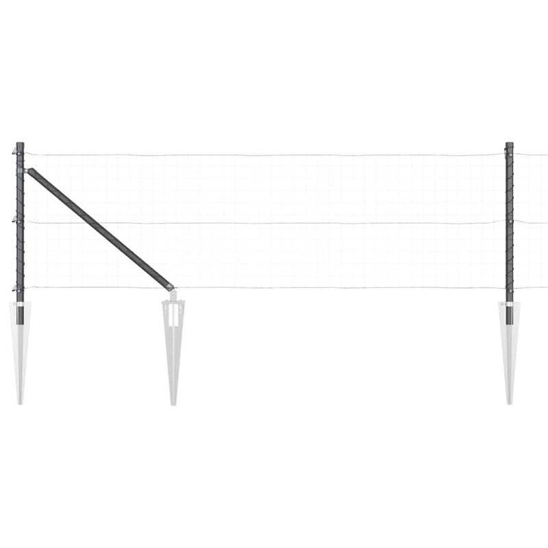 Fence Posts Manual 13 Pcs Galvanised Steel, Grey, 80cm H x 3.2cm W x 3.2cm D
