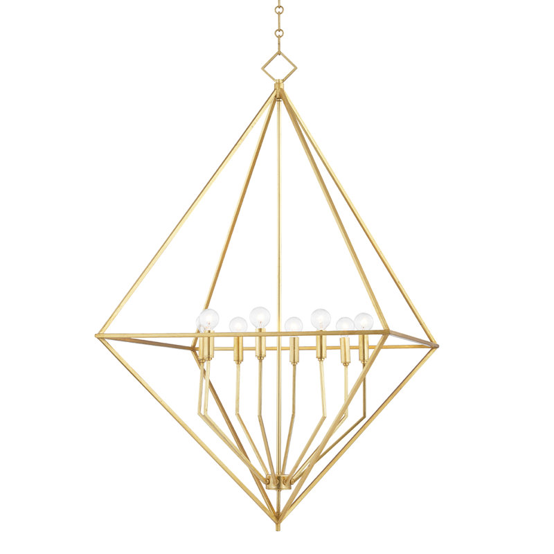 Grand luminaire suspendu 8 lumières Haines, Feuille d'or