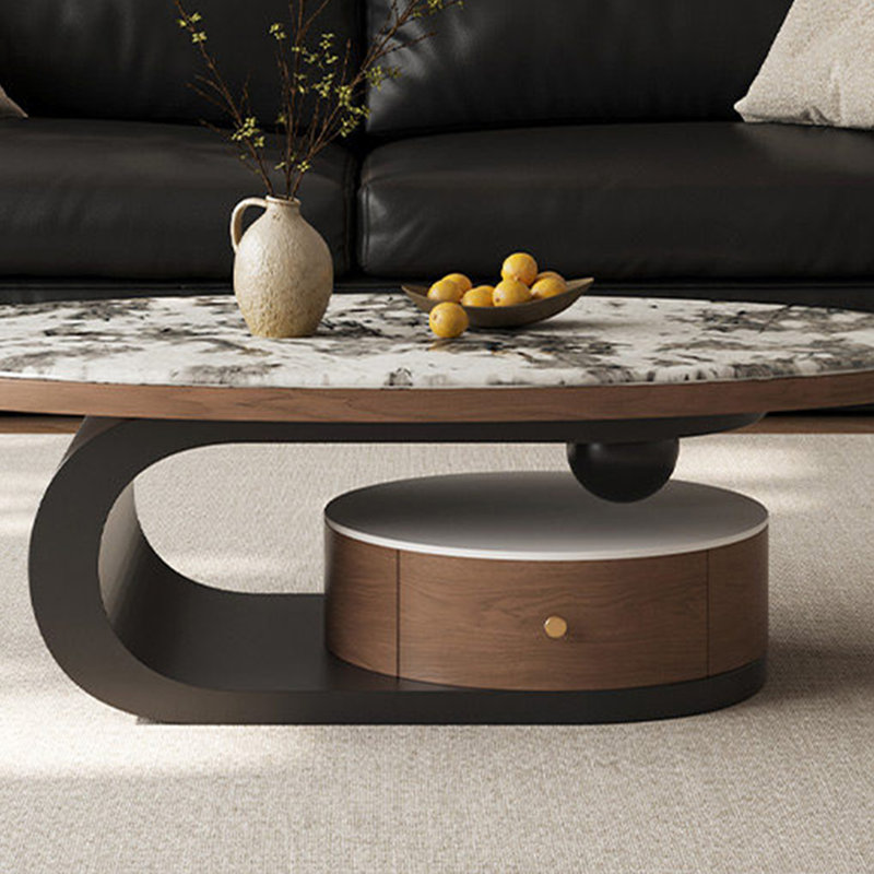 Table basse en pierre de style médiéval, Multicolor / Black