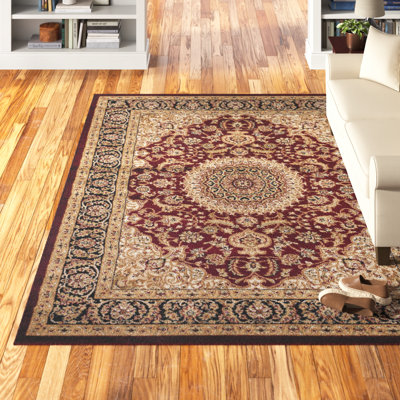 Tapis oriental bourgogne / moutarde / noir Shiflett