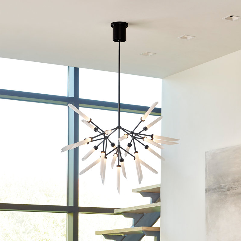 Spur LED Chandelier, Matte Black, 26"H x 37.4"W x 37.4"D, 2
