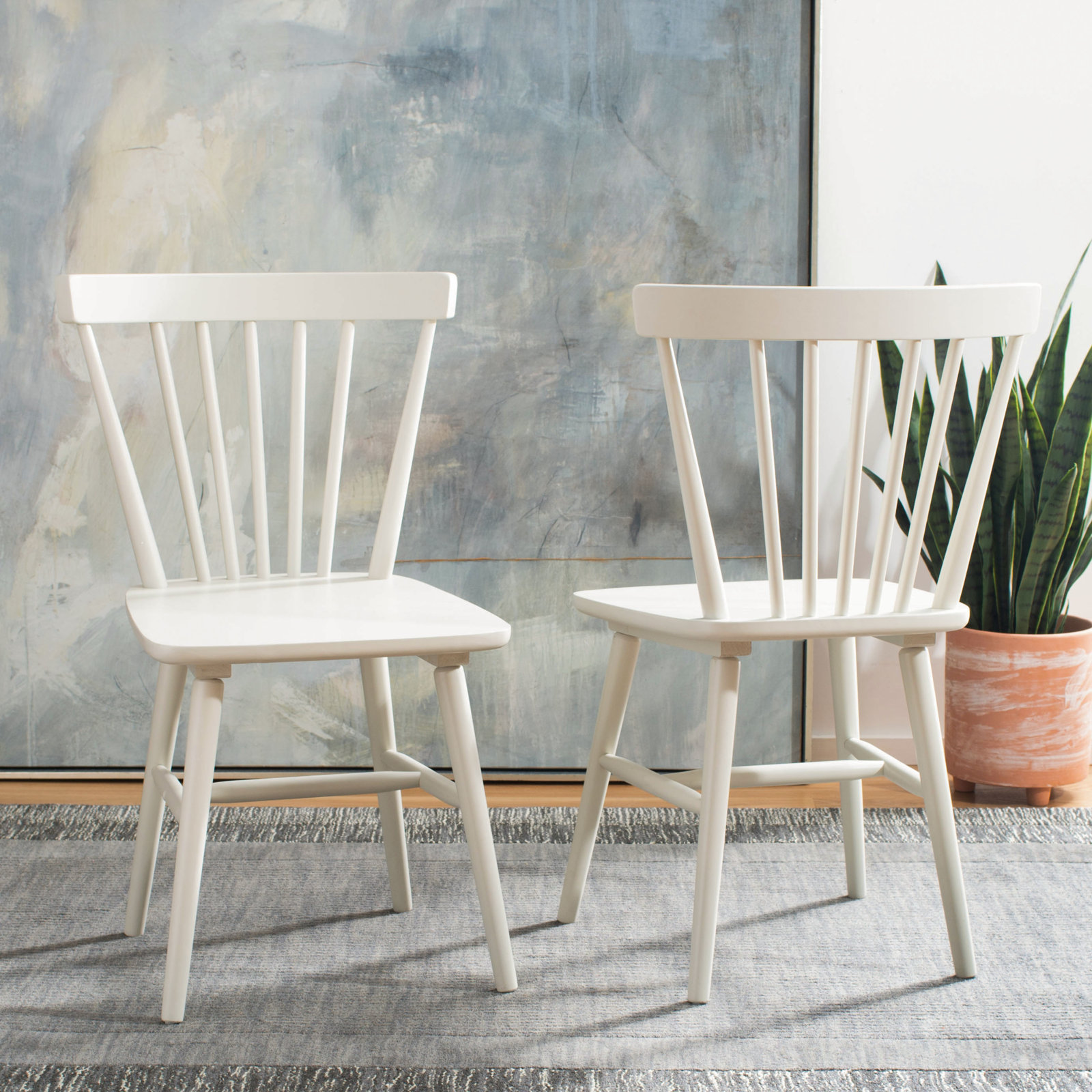 Antoya Solid Wood Dining Chair, Off-White