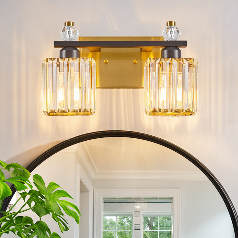 Luminaire de salle de bain Kyneisha, Noir mat / Or, Deux lumières