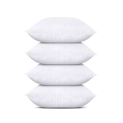Bedding Throw Pillows (Set of 4, White), 18 x 18 Inches Pillows for Sofa, Bed and Couch Decorative Stuffer Pillows