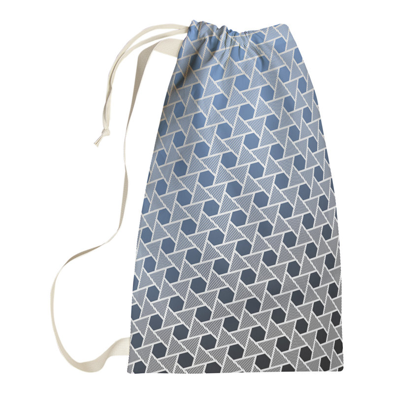 Sac à linge Mcguigan Hexagons and Triangles, Moyen (H 36 po x l 28 po x P 1,5 po), Noir / Bleu