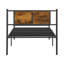 Structure de lit simple en métal avec tête de lit à panneau en bois - pièce essentielle de la chambre à coucher moderne, structure, zone de sommeil silencieuse, fabrication de lit à capacité de charge élevée, espace de rangement offert, facile-427439542