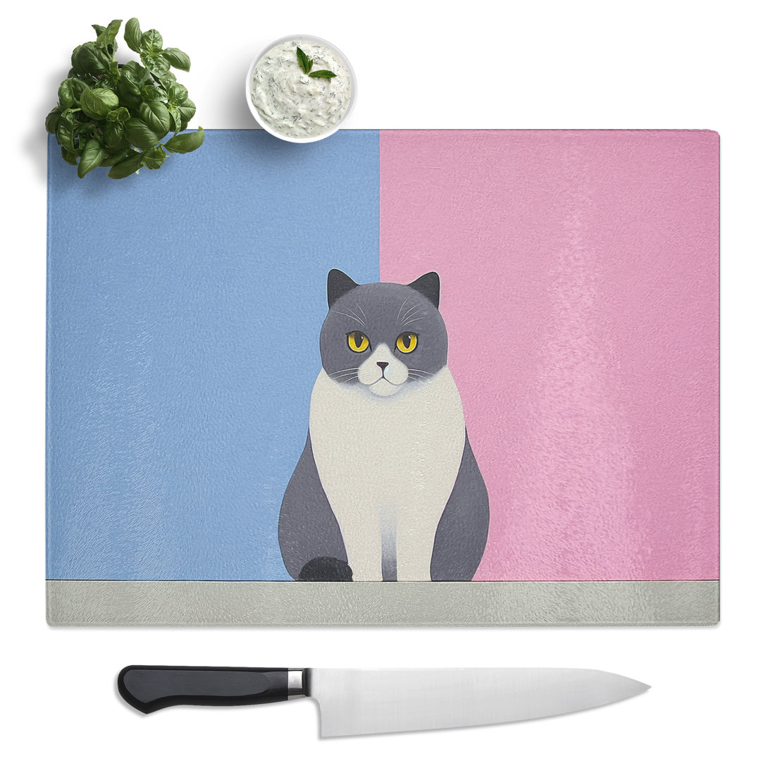 Cat Minimalism  Glass Chopping Board