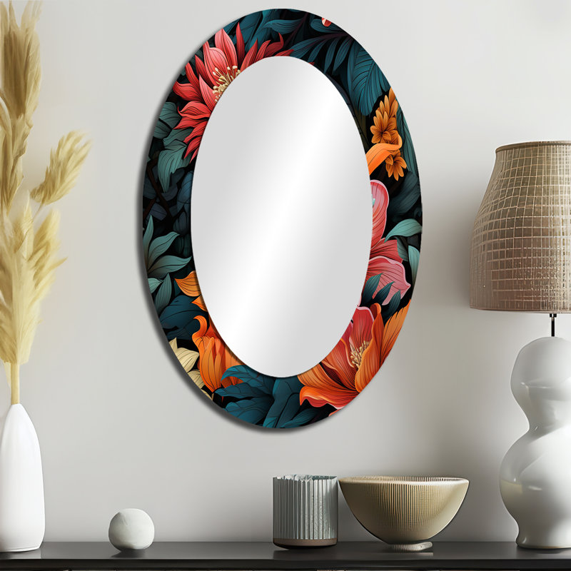 Grand miroir mural ovale en métal togut, H 36 po x l 24 po