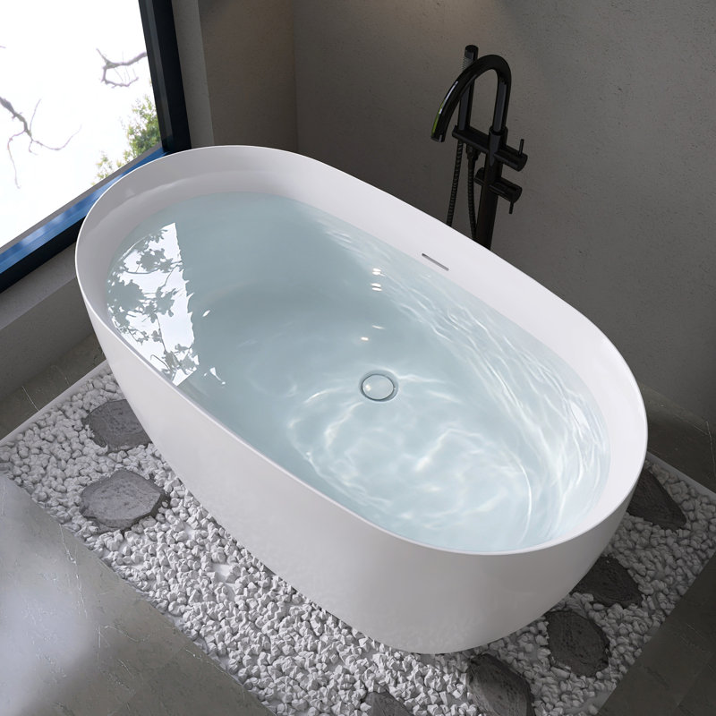 Baignoire autoportante ovale Fslefay 51'' en acrylique avec trop-plein