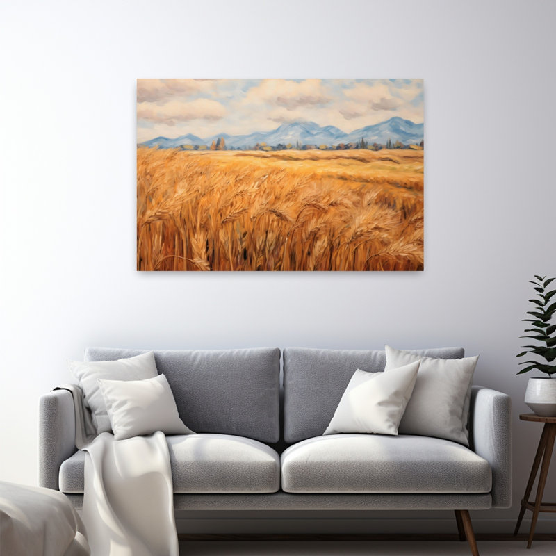 Tiges de blé paisible, paysage serein tranquille, art mural, 32" H x 48" W