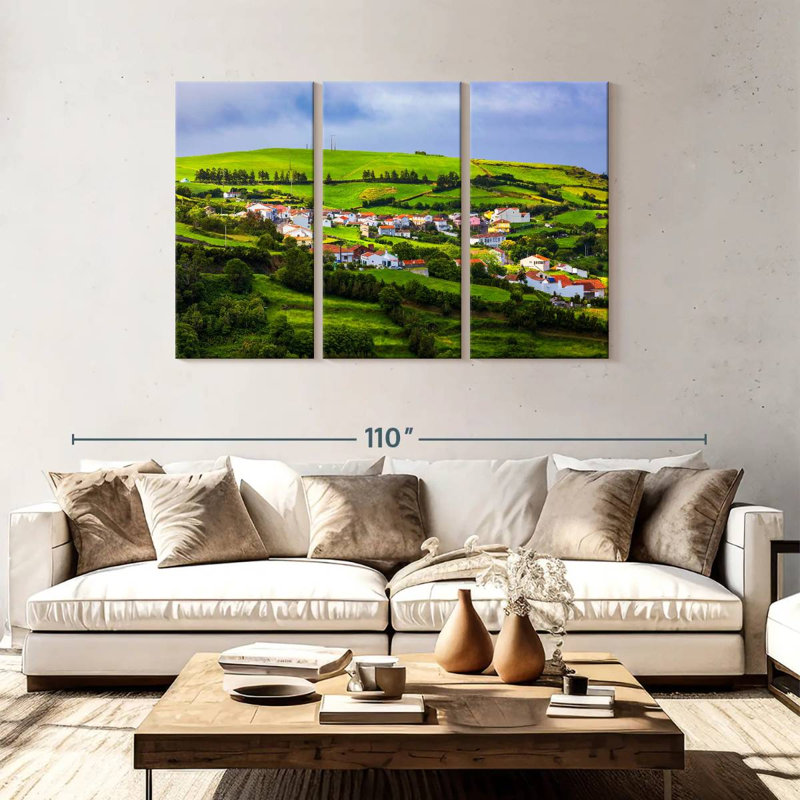 Vue aérienne des Açores, H 48 po x l 74 po
