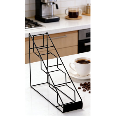 Coffee Syrup Rack Organizer Holds 4 Bottles, Single Tier Stand For Torani And Monin Syrups, Kitchen Countertop Storage For Condiments, Oils, And Spices