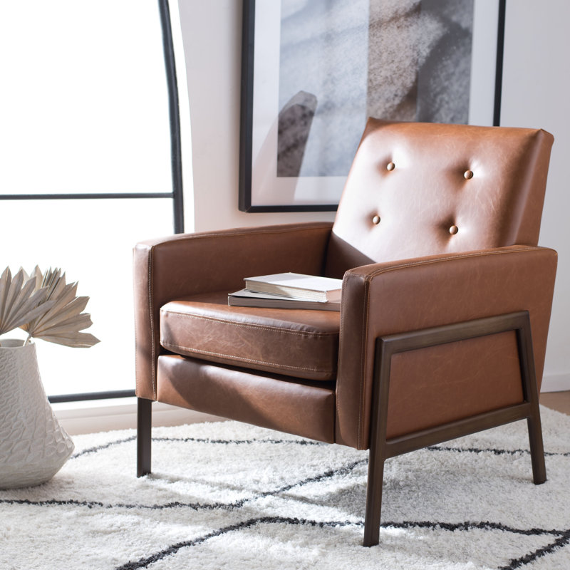 Manriquez Faux Leather Armchair, Antique Coffee, Light Brown Faux Leather