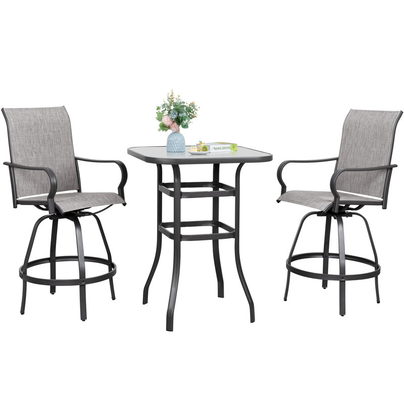 Pinnell  2 - Person Patio Dining Set with Square Table, Light Gray