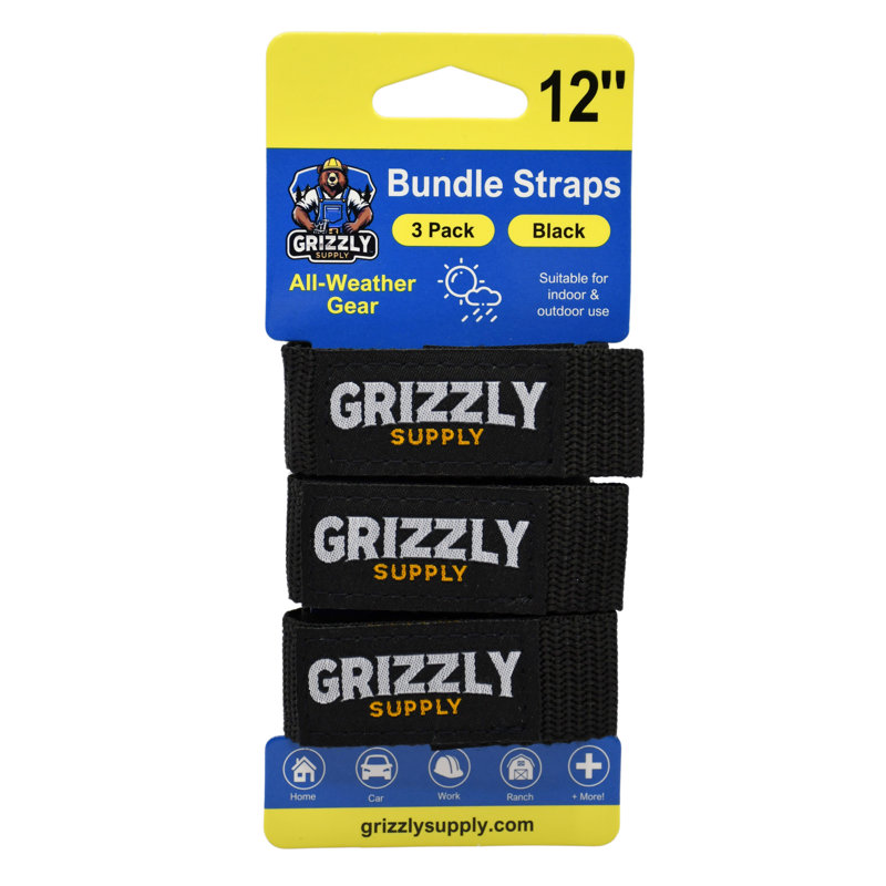 12" Hook and Loop Bundle Strap 3/pk
