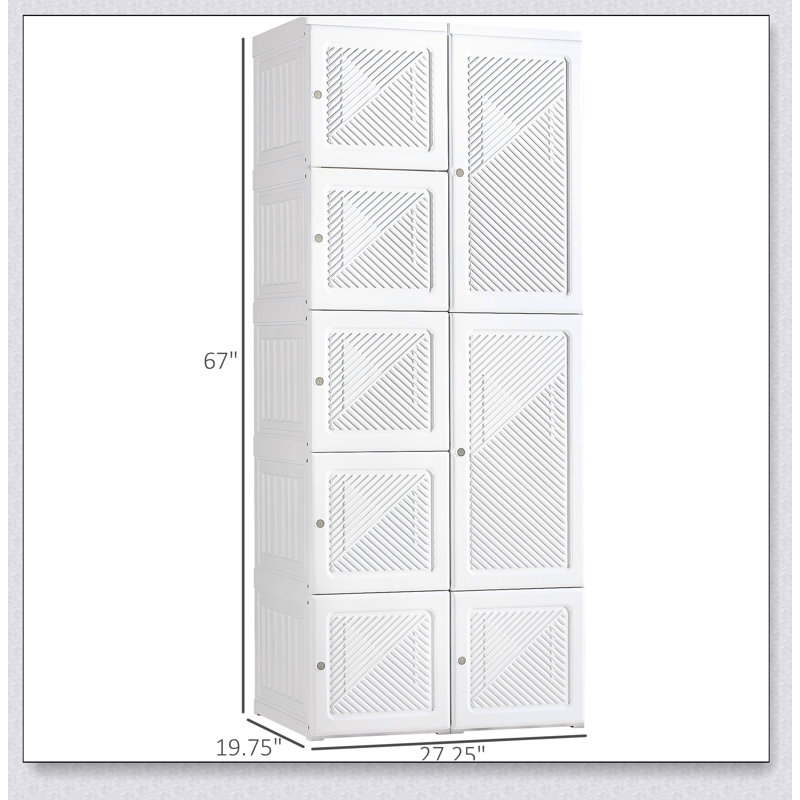 HOMCOM Portable Folding Wardrobe Closet With 8 Cube Compartments, Hanging Rod, And Magnetic Doors For Efficient Storage