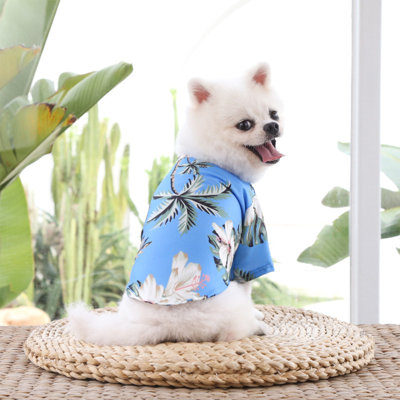 Coconut Trees Shirt Fashionable Pet Clothing- Hawaiian Pet Shirt With Beach Trees Shirt For Small-Medium Dogs And Cats For Warm Seasons Suitable For Pet Weighing 1.1-17.6lbs