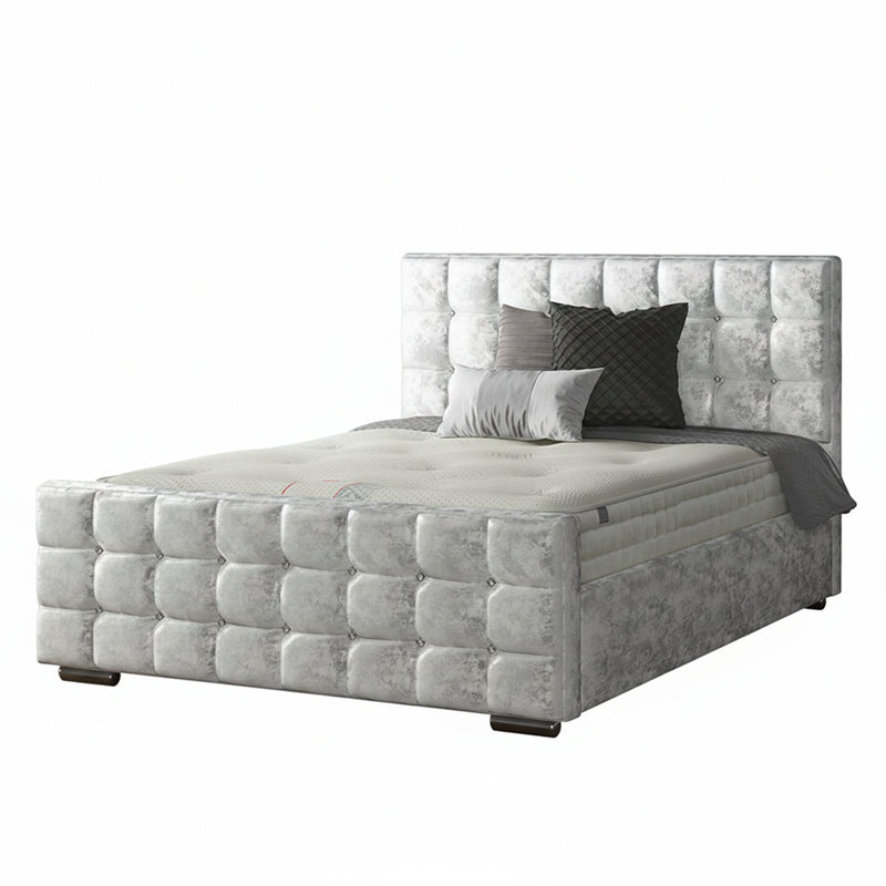 Owsley Upholstered Bed, Silver, Double (4'6)