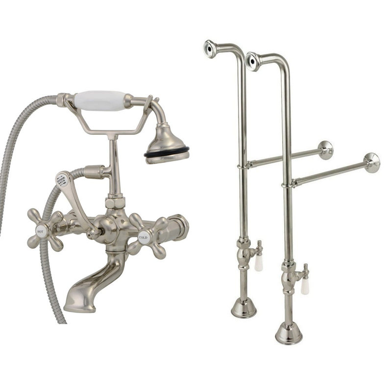Floor Tub Spout with Diverter, Silver