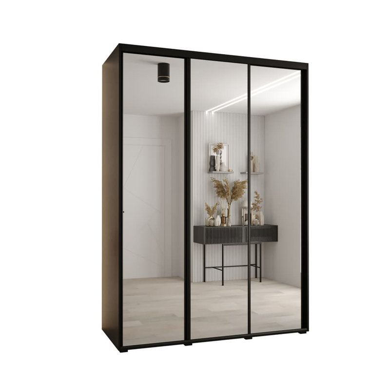 Azavian 3 Door Manufactured Wood Wardrobe, Black