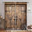 2Pcs Rustic Barn Door Curtains Rod Pocket Farmhouse Style Vintage Country Design Window Treatment Panels with Cross Pattern Iron Hardware Decorative Light Filtering for Living Room Bedroom Cabin Home Decor-3067476