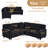 Muli 3-Piece Black Chenille Sectional Sofa Sleeper with Storage and USB Charge-1306050440