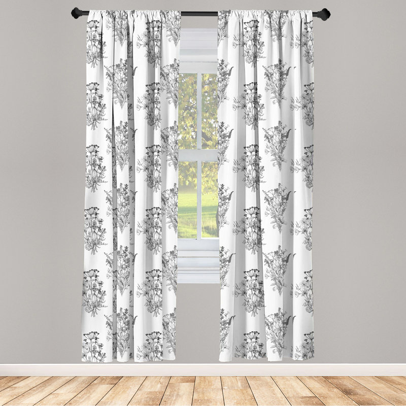 Floral Semi-Sheer Rod Pocket Curtain Panels, 28" x 63"