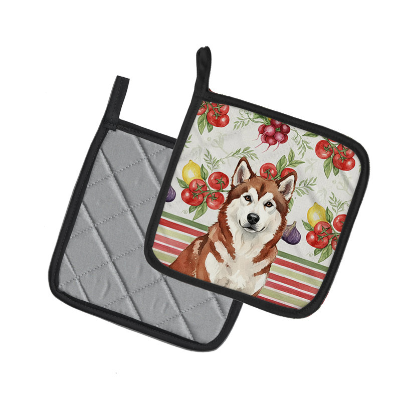 Paire de poignées rouges et blanches en Alaska Malamute
