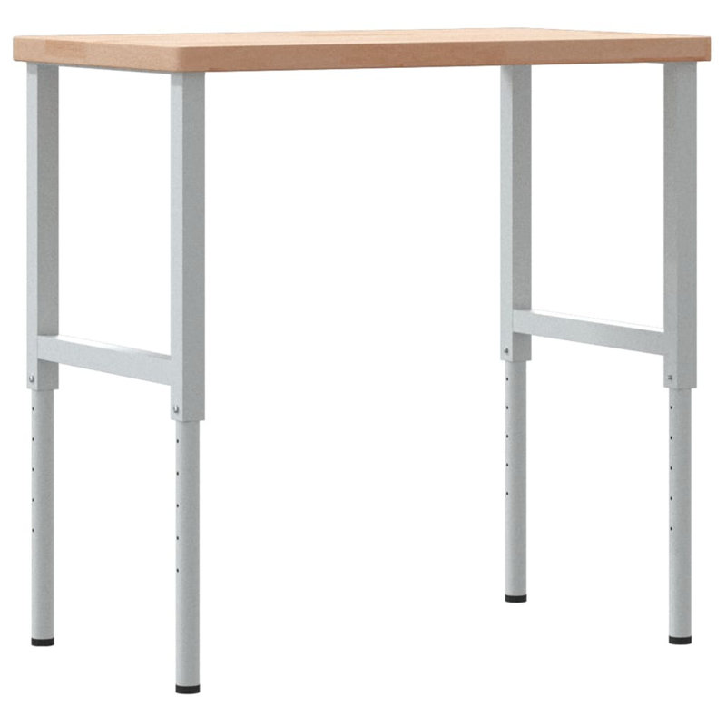 Solid Wood Top Height-Adjustable Workbench, 99.5 cm H x 100 cm W x 60 cm D, Oak Wood