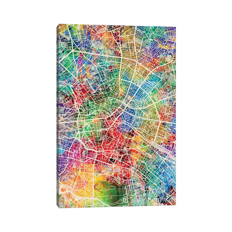 Berlin Germany City Map I by Michael Tompsett - 1 Piece Wrapped Canvas Wall Art, 66.04 cm H x 45.72 cm W x 1.91 cm D