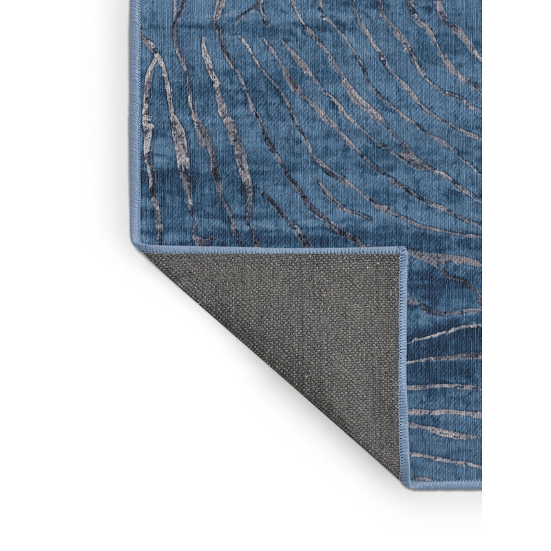Machine Washable Blue Area Rug, Rectangle 8' x 12'