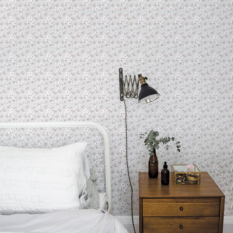 Basso 10m x 53cm Matte Wallpaper Roll, Grey/Pink