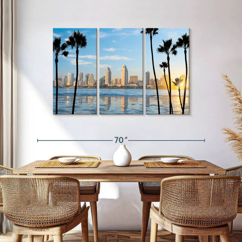Silhouette du centre-ville de Sireci, San Diego, H 36 po x l 57 po