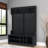 Modern Black Hall Tree With Metal Hooks, Shoe Storage Cubbies, And Multi-functional Entryway Coat Rack