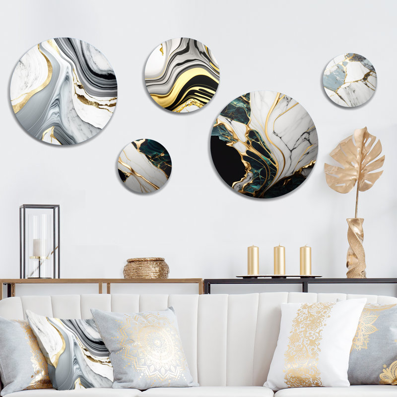 Décoration murale abstraite géométrique en marbre gris II - vagues modernes