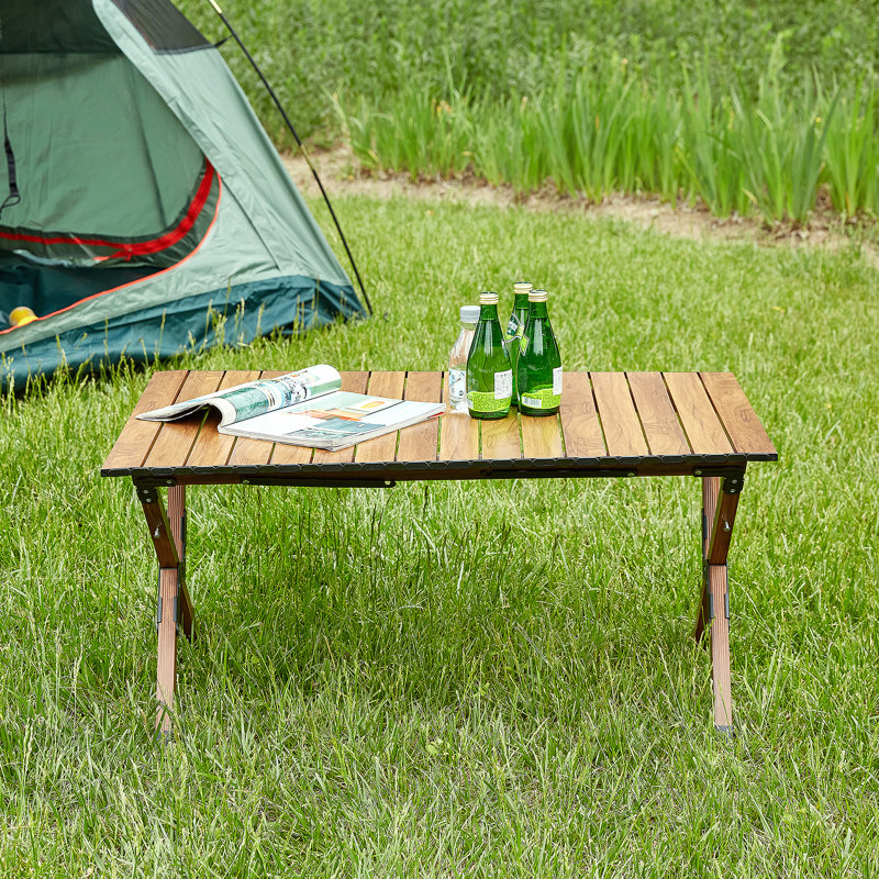 1-Piece Folding Outdoor Table,Lightweight Aluminum Roll-Up Rectangular Table For Indoor