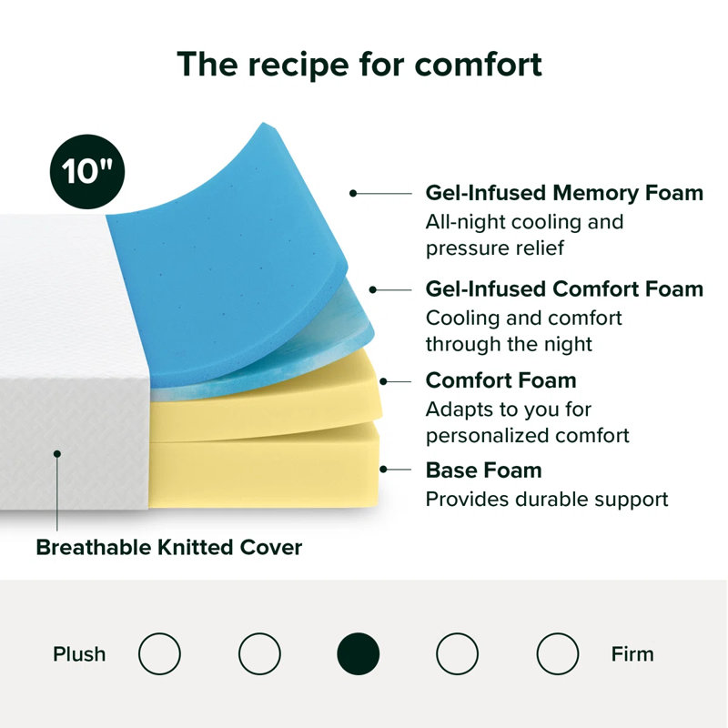 Matelas en mousse viscoélastique gélifiée 10 po - Sleep by Wayfair ™, 10", Double